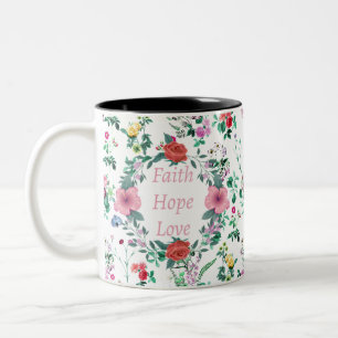Faith Hope Liebe   Floral Zweifarbige Tasse