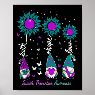 Faith Hope Liebe Gnome Ribbon Suicide Prevention A Poster