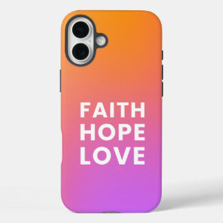 Faith Hope Liebe Gradient Color Orange Lila iPhone 16 Plus Hülle