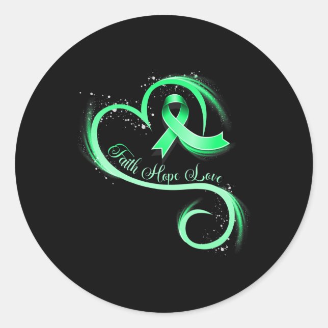 Faith Hope Liebe Green Ribbon Kidney Disease Aware Runder Aufkleber (Vorderseite)