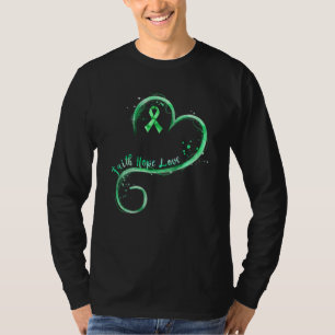 Faith Hope Liebe Green Ribbon Kidney Disease Aware T-Shirt