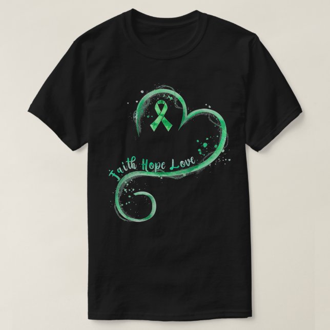 Faith Hope Liebe Green Ribbon Mental Health Awaren T-Shirt (Design vorne)