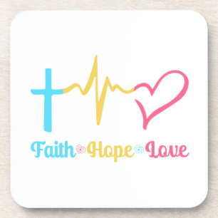 Faith Hope Liebe Hearts Getränkeuntersetzer