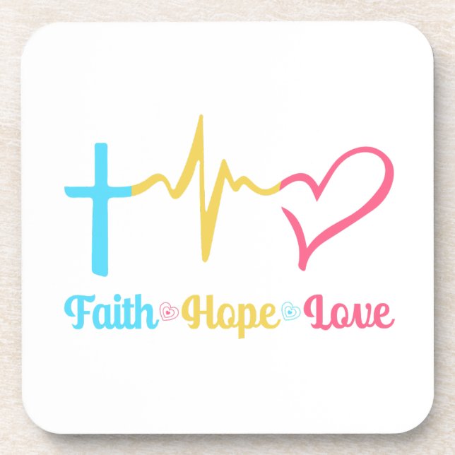 Faith Hope Liebe Hearts Getränkeuntersetzer (Vorderseite)