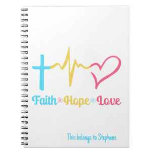 Faith Hope Liebe Hearts Notizblock