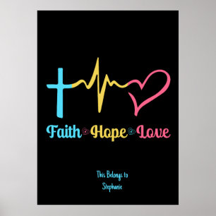 Faith Hope Liebe Hearts Poster