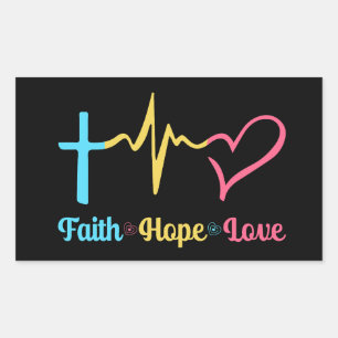 Faith Hope Liebe Hearts Rechteckiger Aufkleber
