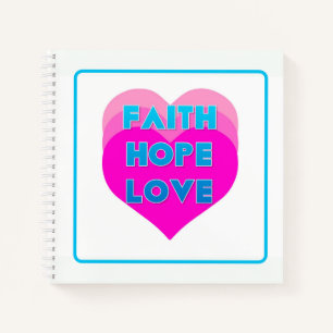 Faith Hope Liebe Hearts Spiral Notebook Notizbuch