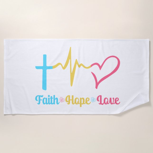 Faith Hope Liebe Hearts Strandtuch (Vorderseite)