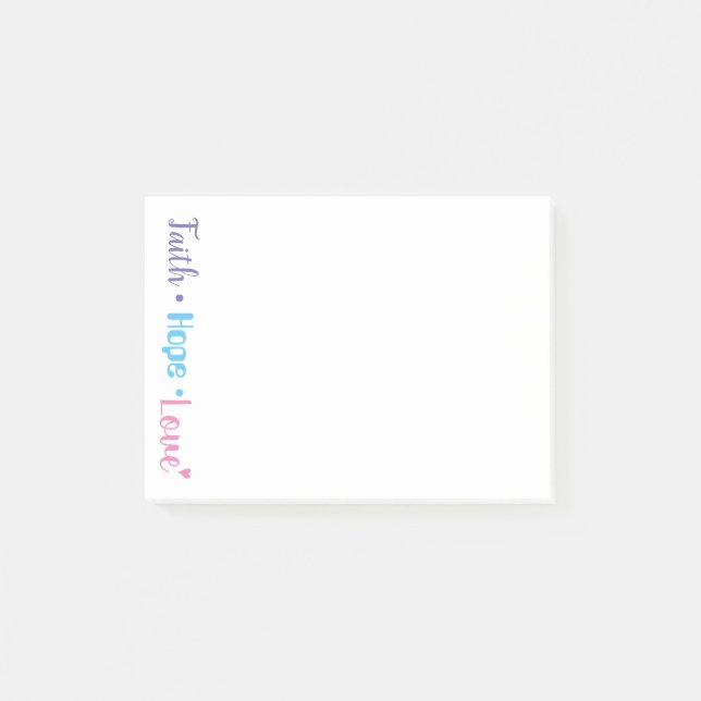 Faith Hope Liebe Herz Inspiration Christlich 4x3 Post-it Klebezettel (Vorderseite)