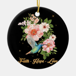 Faith Hope Liebe Hummingbird Picture Bird Print Keramik Ornament