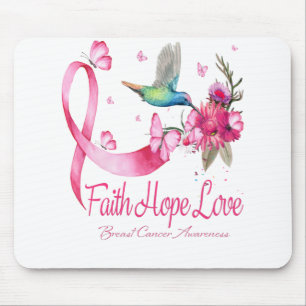 Faith Hope Liebe Hummingbird Ribbon Brustkrebs Mousepad