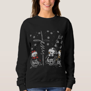Faith Hope Liebe Jesus Snowman Kariert Leopard Chr Sweatshirt