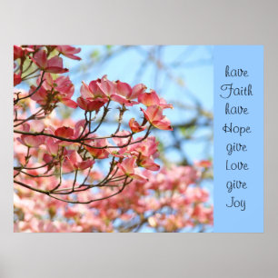 Faith Hope Liebe Joy Art druckt Pink Dogwood Blume Poster