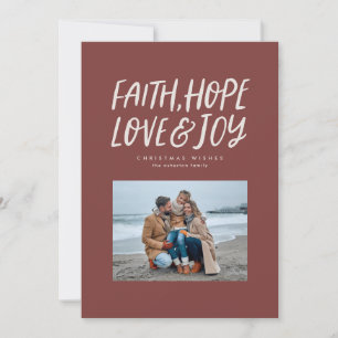 Faith hope Liebe joy maroon Christmas Foto Feiertagskarte