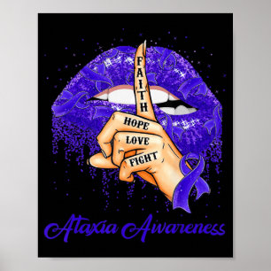 Faith Hope Liebe kämpft Blauer Ribbon Ataxia Bewus Poster