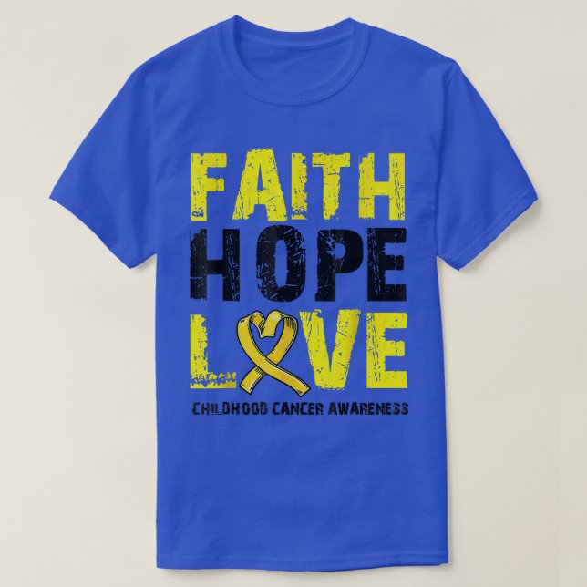 Faith Hope Liebe Kinderkrebsbewusstsein Gold Ri T-Shirt (Design vorne)