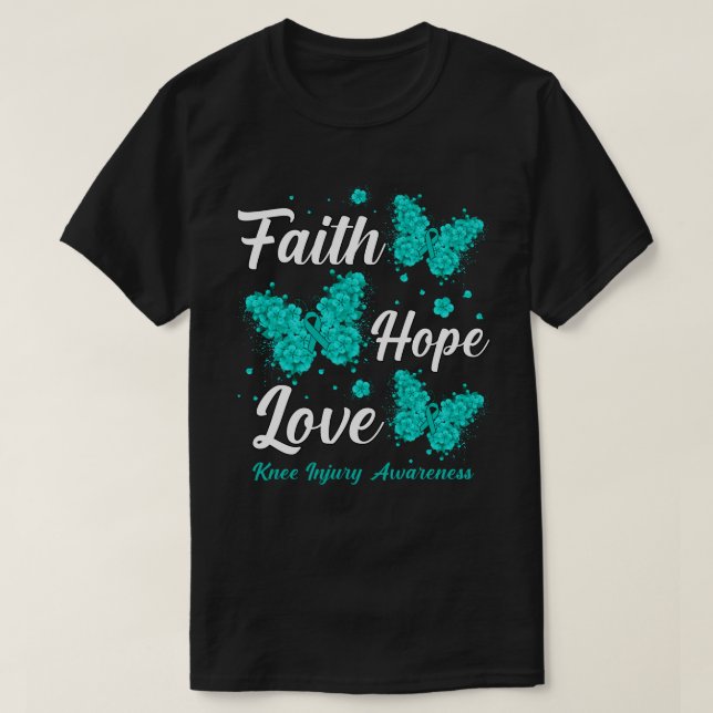 Faith Hope Liebe Knee Verletzung Bewusstsein Schme T-Shirt (Design vorne)