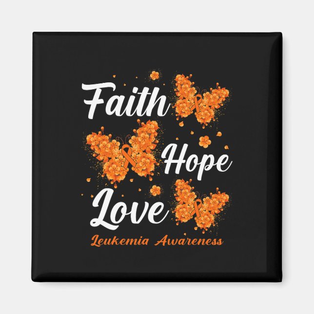 Faith Hope Liebe Leukemia Awareness Butterfly Magnet (Vorne)