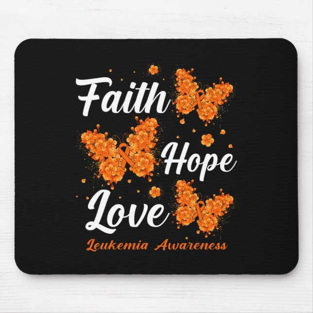 Faith Hope Liebe Leukemia Awareness Butterfly Mousepad (Vorne)