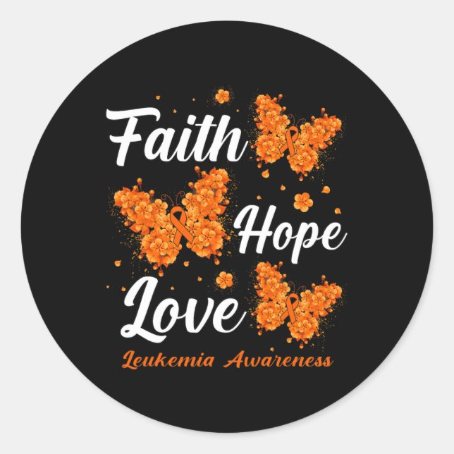 Faith Hope Liebe Leukemia Awareness Butterfly Runder Aufkleber (Vorderseite)