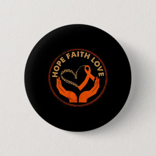 Faith Hope Liebe Leukemia Awareness Heart Orange R Button