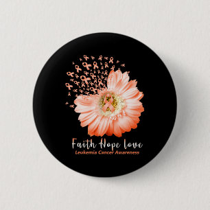 Faith Hope Liebe Leukemia Awareness Orange Ribbon  Button