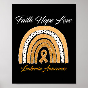 Faith Hope Liebe Leukemia Awareness Ribbon Orange Poster