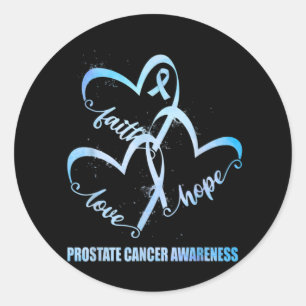 Faith Hope Liebe Light Blue Ribbon Prostatakrebs Runder Aufkleber