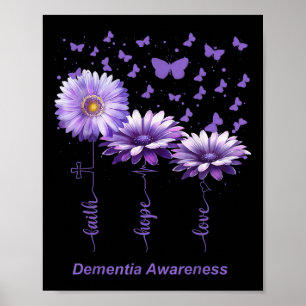 Faith Hope Liebe Lila Blume Ribbon Demenz Awar Poster