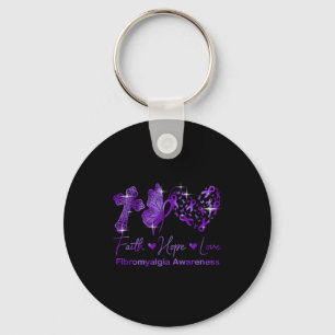 Faith Hope Liebe Lila Ribbon Fibromyalgia Awarene Schlüsselanhänger