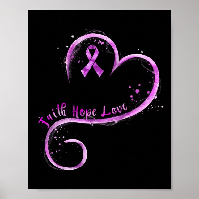 Faith Hope Liebe Lila Ribbon Überdosierung Bewusst Poster (Vorne)