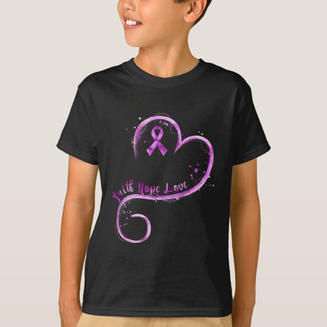 Faith Hope Liebe Lila Ribbon Überdosierung Bewusst T-Shirt (Vorderseite)