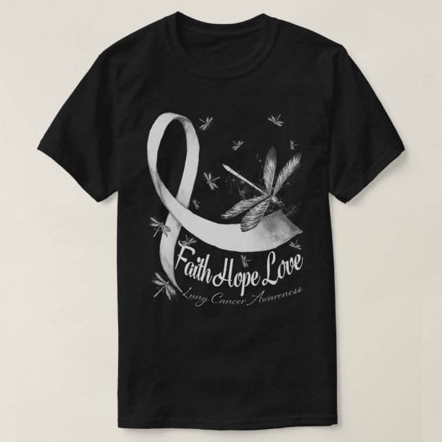 Faith Hope Liebe Lung Cancer Awareness Dragonfly T-Shirt (Design vorne)