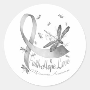 Faith Hope Liebe Melanoma Awareness Dragonfly Runder Aufkleber