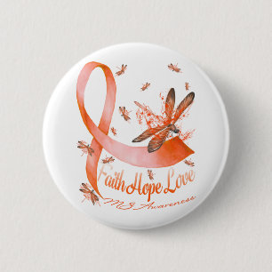 Faith Hope Liebe MS Awareness Dragonfly Button