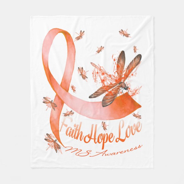 Faith Hope Liebe MS Awareness Dragonfly Fleecedecke (Vorderseite)
