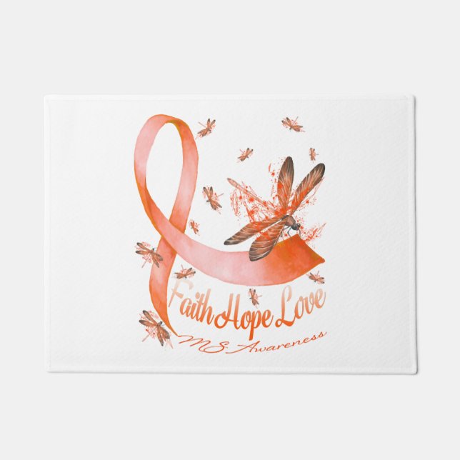 Faith Hope Liebe MS Awareness Dragonfly Fußmatte (Vorderseite)
