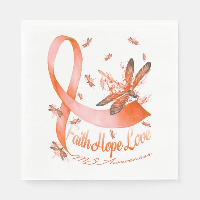 Faith Hope Liebe MS Awareness Dragonfly Serviette (Vorderseite)