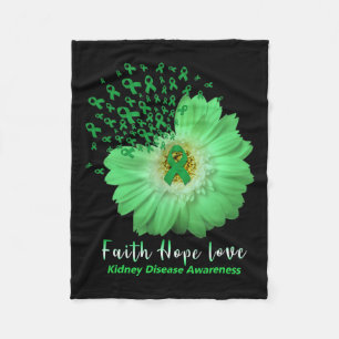 Faith Hope Liebe Nierenerkrankung Bewusstsein Grün Fleecedecke