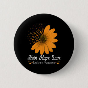 Faith Hope Liebe Orange Ribbon Blood Cancsupport Button