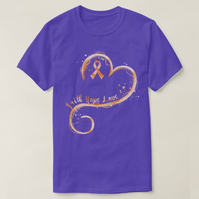 Faith Hope Liebe Orange Ribbon Leukemia Awareness  T-Shirt (Design vorne)