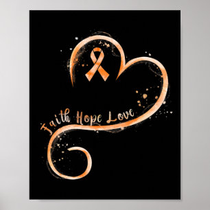 Faith Hope Liebe Orange Ribbon Leukemia Bewusstsei Poster