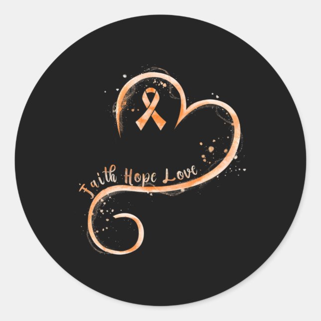 Faith Hope Liebe Orange Ribbon Leukemia Bewusstsei Runder Aufkleber (Vorderseite)