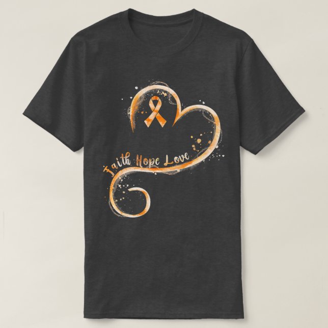 Faith Hope Liebe Orange Ribbon Leukemia Bewusstsei T-Shirt (Design vorne)
