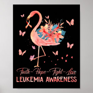 Faith Hope Liebe Pink Flamingo Brust Leukemia Awar Poster