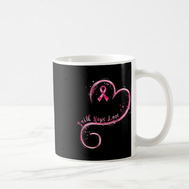 Faith Hope Liebe Pink Ribbon Brustkrebs Auswarenes Kaffeetasse (Rechts)