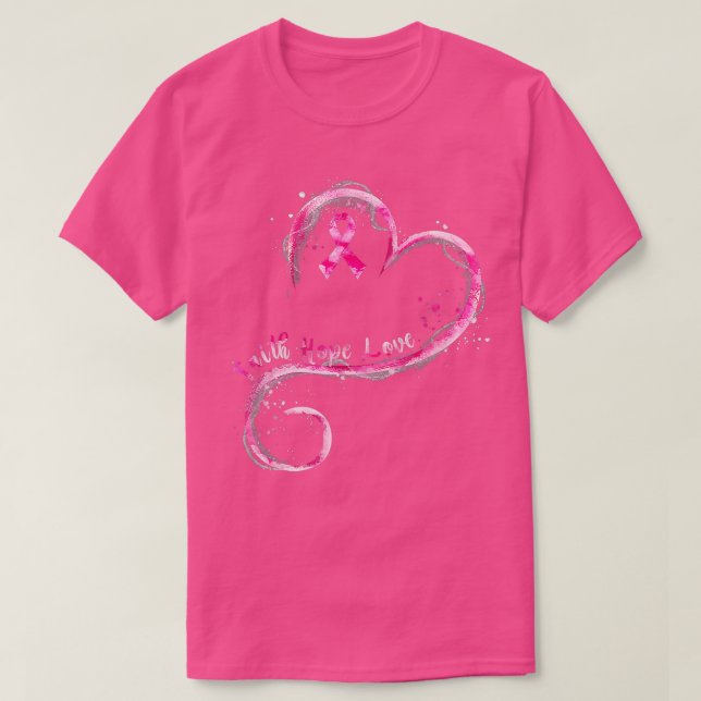 Faith Hope Liebe Pink Ribbon Brustkrebs Auswarenes T-Shirt (Design vorne)