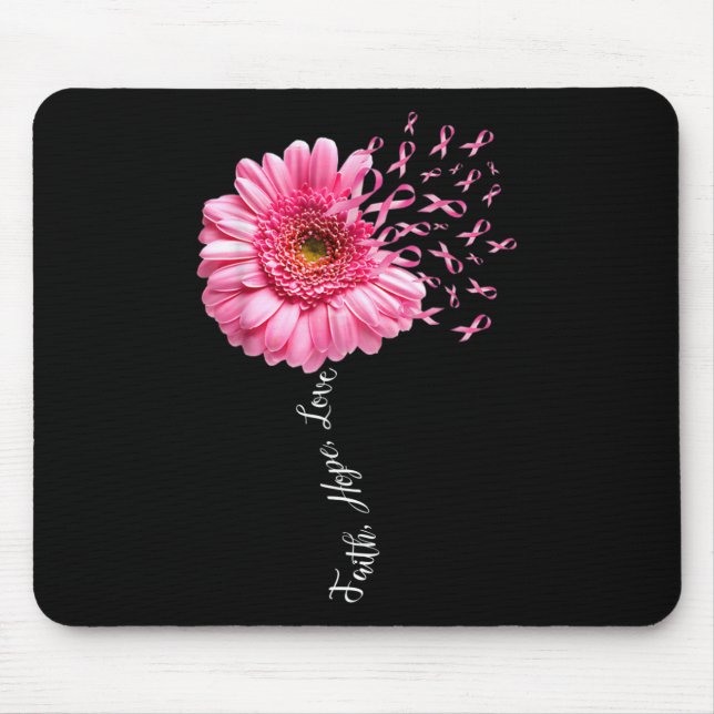 Faith Hope Liebe Pink Ribbon Daisy Blume Breast C Mousepad (Vorne)