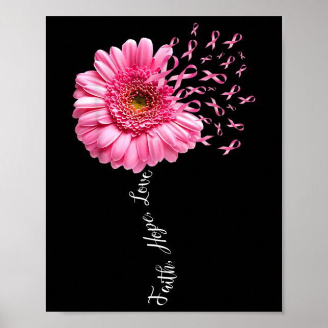 Faith Hope Liebe Pink Ribbon Daisy Blume Breast C Poster (Vorne)
